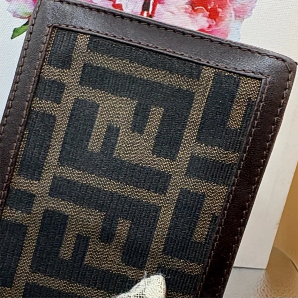 Fendi Black and Brown FF Logo Wallet
